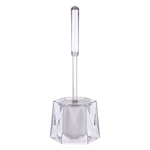 Premier Housewares Clear Toilet Roll Holders Free Standing Acrylic Brush Holder Hexagon Toilet Brushes And Holders Sets Diamante Detailed Freestanding Toilet Roll Holder 13 x 37 x 15