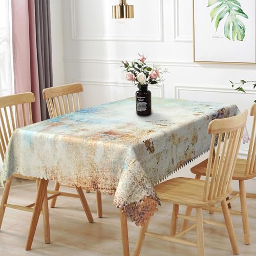 TTQYFNM 60x84inches Mid Century Tablecloth Yellow and Blue Abstract Modern Art Rectangle Table Cloth Spill Proof and Oil Proof Fabric Table Cover for Kitchen Dining Room Patio Cafe Home Decor
