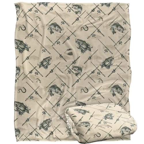 Jq Licensing Action Bass Fishing Pattern Silky Touch Super Soft Throw Blanket 152 X 127 Cm