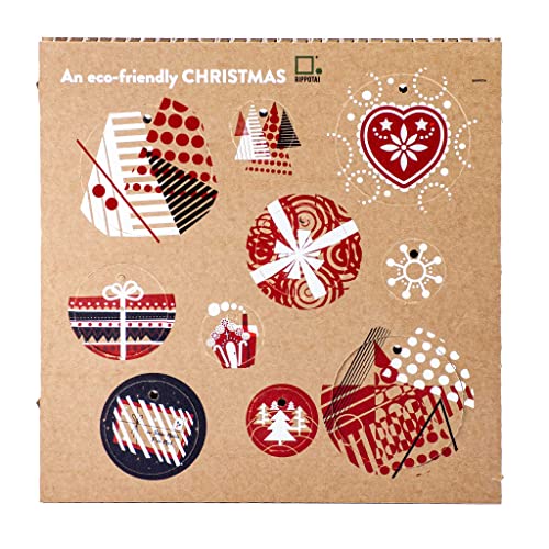 RIPPOTAI Set of 10 eco-friendly Christmas baubles made of honeycomb cardboard with modern designs - romantic design