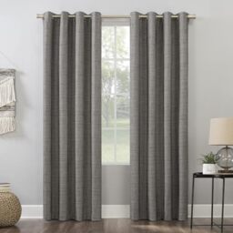 "Sun Zero 56583 Brooks Burlap Weave Thermal Extreme 100% Blackout Grommet Curtain Panel, 52"" x 84"", Taupe/Cocoa Brown"