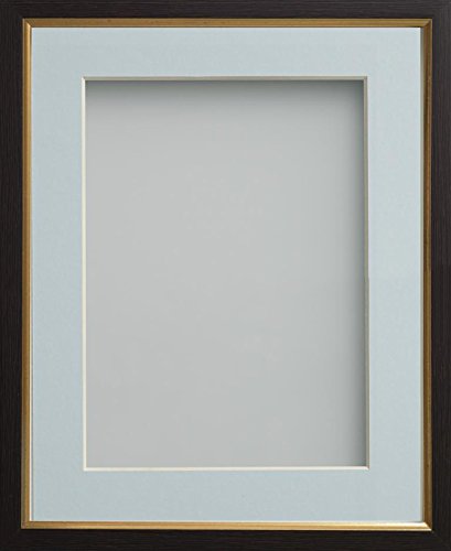 Frame Company Drayton Range Gold Insert Picture Photo Frame with Light Blue Mount for Image Size 10 x 8-Inch, Plastic, Black, 12x10-inch