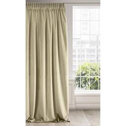 Eurofirany Soft Plain Opaque Velvet Curtain with Rufflette Tape For Rail - 1 Unit, Thick Fluffy Panel Drape Classic Glamour Elegant Living Room Bedroom, W55'' x L106'', 140x270 cm, Beige