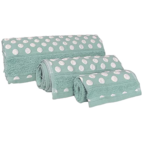 WELL HOME MOBILIARIO & DECORACIÓN Set of 3 Terry Cotton Bath Towels 450 GR/M2, 50 x 30 100 x 50 150 x 100 cm, Aqua Colour from the Topaz Collection, WH0568