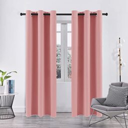 "Pickluc Pink Blackout Curtains with Grommets, Thermal Insulated Noise Reducing & Privacy Protection, 42"" Wide x 84"" Long, Set of 2"