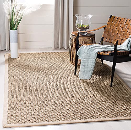 Safavieh Natural Fiber Rug for Living Room, Dining Room, Bedroom - Natural Fiber Collection, Short Pile, in Natural and Beige, 122 X 122 cm