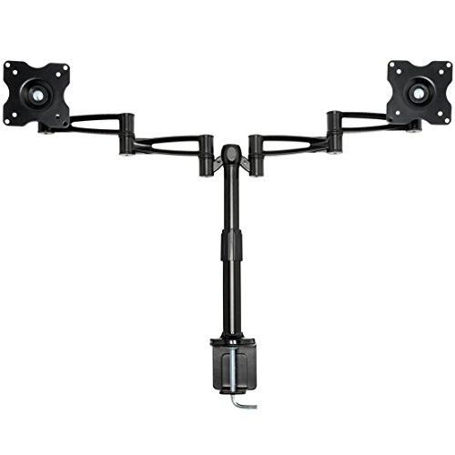 MOOL Double Twin Desk Mount Arm Stand Bracket for 10-25-Inch LED/LCD Monitor Load Capacity upto 16 kg, Black