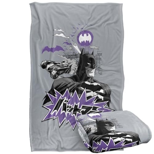 LOGOVISION Batman Purple Kanji Skyline Silky Touch Super Soft Throw Blanket 91 x 147 Cm
