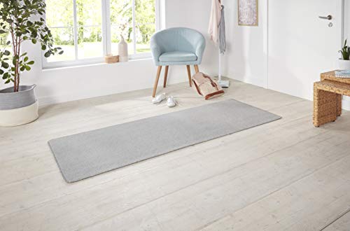 Hanse Home Nasty Runner - Fluffy Short Pile Rug Plain Colours for Dining Room, Living Room, Children's Room, Hallway, Bedroom, Kitchen - Plain Silver, 80 x 300 cm