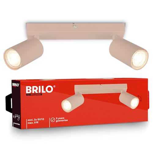BRILONER - Ceiling Light, Adjustable, GU10 Socket, max. 9W, Spotlight, Ceiling Lights Living Room, Lights for Bedroom, Hallway, Kitchen, Spot Lamp, Lounge, 25,5 cm, Beige