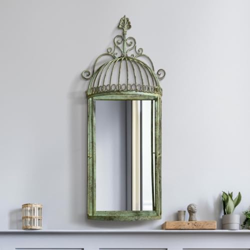 "The Kirkby - Rustic Metal Birdcage Shaped Decorative Wall Mirror 28"" X 10"" (70CM X 26CM) 146mm deep."