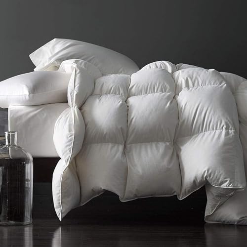Royoliving Premium Feathers Down Duvet Insert Comforter Oversized King Size All Season Medium Warmth White 100% Cotton Cover with Corner Tabs (120x98, 77 oz)