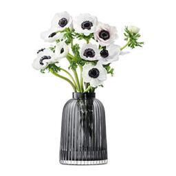 LSA Pleat Vase H20cm Grey- 1 Unit - Mouthblown & Handmade Glass - PT03