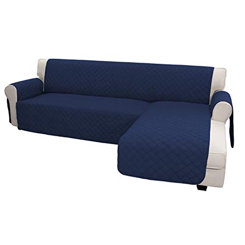 Easy-Going Sofa Slipcover L Shape Sofa Cover Sectional Couch Cover Chaise Cover Reversible Sofa Cover Furniture Protector Cover for Pets Kids Children Dog Cat (X-Large, Navy/Navy)