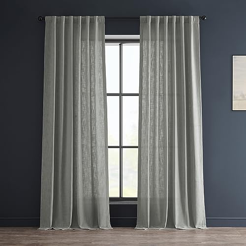 "HPD Half Price Drapes Premium Heavy Faux Linen Living Room (1 Panel), 50W x 96L Light Filtering 96 Inches Long Window Curtains for Bedroom, Ash Grey, 50"" W x 96"" L (Pack of 1)"