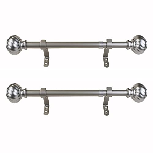 Decopolitan Curtain Rod, Metal, Antique Silver, 12 to 20 Inches