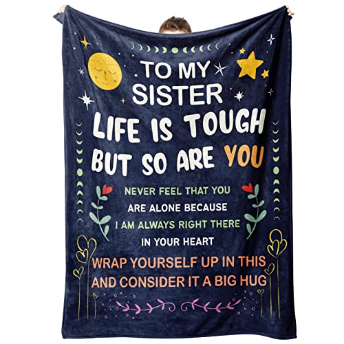"Niyewsor Sister Gifts Blanket, Sister Birthday Gifts, Sisters Gift from Sis, Gift for Big/Little Sisters on Graduation, Mothers Day, Chrismtas, to My Sis Soft Throw Blanket, 60"" x 50"""