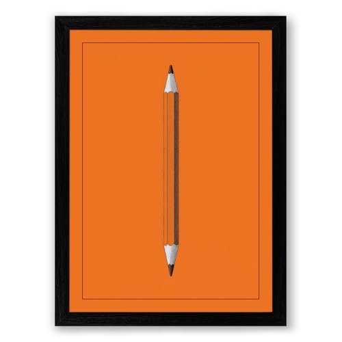 Centered Pencil Minimalist Framed Wall Art Print A2 (59.4×42cm) Black, Wall Decor for Living Room, Bedroom, Office & Home, Ready to Hang, Art Gift