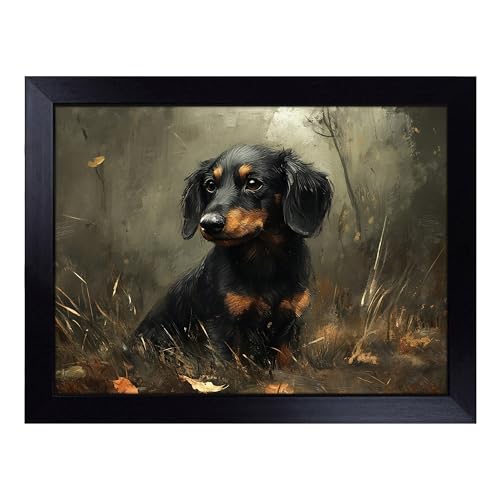 Lap Tray with Bean Bag Cushion, Dachshund Dog - Handmade in the UK, Raised Wooden Edge, Padded Cushion, Heat-Resistant Wipe-Clean Surface, for Meals, Laptops and Crafts