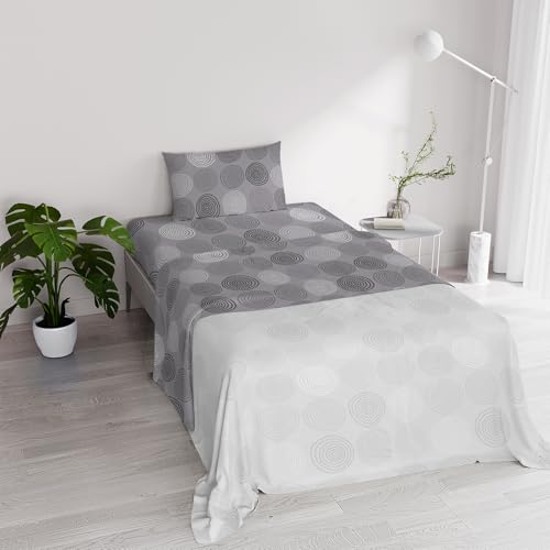 River Cotton Single Bed Sheet Set, Made in Italy – Complete Bed Set, Fitted Sheet, Top Sheet 90 x 200 cm and Pillowcase with Inner Flap (Single, Size)