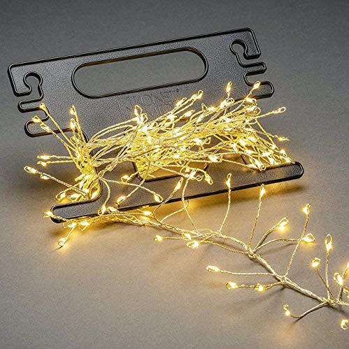 Konstsmide LED Naked Cluster Pin Chain/Outdoor Christmas Indoor Use (IP44)/Cable Reel Included/200 Amber White Diodes/Silver Wire String Lights, 3.6 W, 6470-890EE