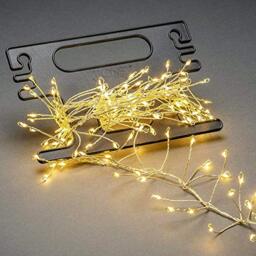 Konstsmide LED Naked Cluster Pin Chain/Outdoor Christmas Indoor Use (IP44)/Cable Reel Included/200 Amber White Diodes/Silver Wire String Lights, 3.6 W, 6470-890EE