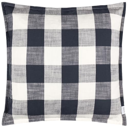 Yard Furn Chesil Check Outdoor Cushion Cover – Water Resistant Cotton Oxford Border (Navy – 50x50cm, Pack of 1)