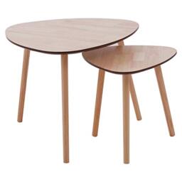 Premier Housewares Set of 2 Nest of Side Tables - Grey Top Nesting Tables with Wood Legs - Coffee Tables for Living Room - Nest of Tables Living Room - Scandinavian End Tables