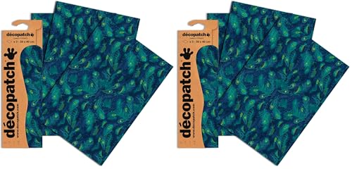 d??copatch Dark Blue Peacock Print, 30x40cm (Pack of 6 sheets)