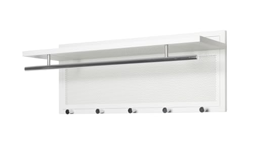 HAKU wardrobe, chrome, white, metal - Dim.: W 75 x D 26 x H 30 cm, Style: Modern