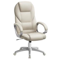 "SONGMICS, Ergonomic Swivel Chair, Adjustable Height, for Office, Telework, with Silent Castors, Cream White OBG022W11, 28.7"" L x 27.6"" W x (44.1""-48"" H)"