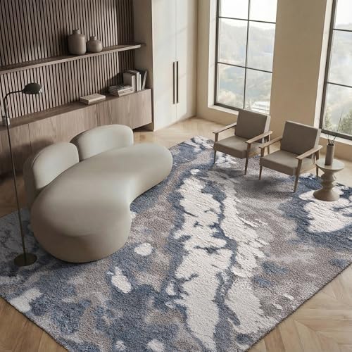 SAFAVIEH Shag Rug for Living Room, Dining Room, Bedroom - Horizon Shag Collection, Short Pile, in Grey and Blue, 183 X 274 cm