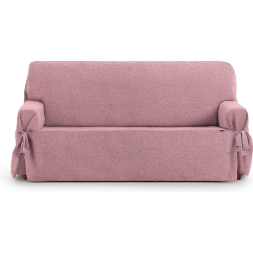 ECOMMERC3 - 2 Seater Sofa Cover in Jacquard Non-Elastic Fabric ??? Pink Sofa Cover with Decorative Ties and Elegant Protection for Your Sofa
