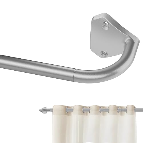 GXOACKJ Silver Curtain Rods for Windows 28 to 60 inch, 5/8 inch Adjustable Wrap Around Blackout Curtain Rods for Bedroom & Outdoor