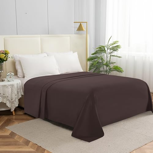Elegant Comfort Premium Hotel Quality 1-Piece Flat Sheet, Luxury & Softest 1500 Thread Count Egyptian Quality Bedding Flat Sheet, Wrinkle, Stain and Fade Resistant, Twin/Twin XL, Chocolate