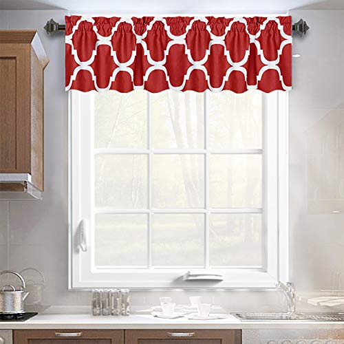 Melodieux Moroccan Rod Pocket Window Curtains Valance, 52 by 18 Inch, Red (1 Panel)