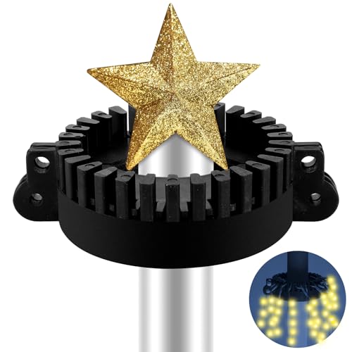Menkxi 1 Pcs Christmas Tree Flag Pole Mega Topper Light Hook 7 x 5 x 1.75 Inch Christmas Tree Flag Pole Topper for Xmas Outdoor Decoration Patio Yard Holiday Party Supplies