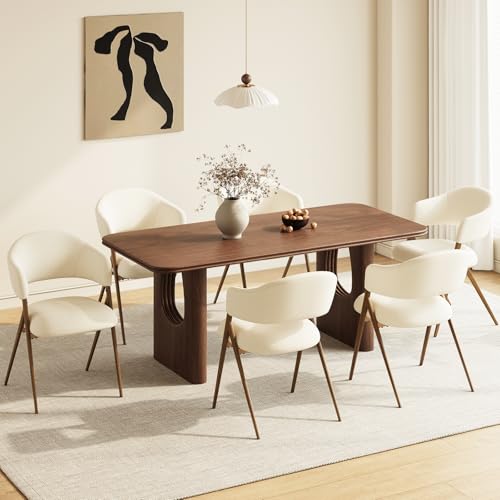 COLAMY Ergonomic Linen Dining Chair with 135° Recline, Breathable Cotton-Linen Fabric, Wooden-Look Metal Legs, 125kg Capacity, Modern Padded Dining Room Chair for Kitchen, Farmhouse & Home,Beige