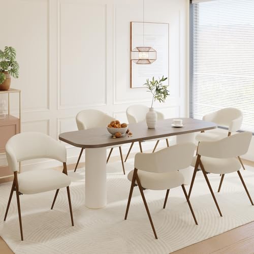 COLAMY Ergonomic Linen Dining Chair with 135° Recline, Breathable Cotton-Linen Fabric, Wooden-Look Metal Legs, 125kg Capacity, Modern Padded Dining Room Chair for Kitchen, Farmhouse & Home,Beige