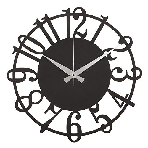 Homemania Clock, Steel, Black, 50 x 0.5 x 50 cm