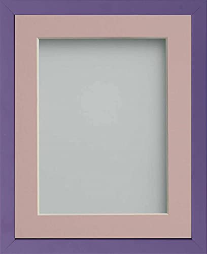 Frame Company Jellybean Range Purple Wooden 9x7 inch Picture Photo Frame with Pink Mount for Image 6x4 inch * Choice of Colours & Sizes* Fitted with Perspex