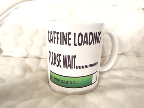 Caffeine Loading Please Wait 11oz Ceramic Mug Birthday Xmas secrete Santa Funny