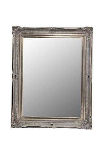 "Large Silver Antique Shabby Chic Wall Mirror 3Ft5 X 2Ft7, 104 X 78cm, 30X20"""