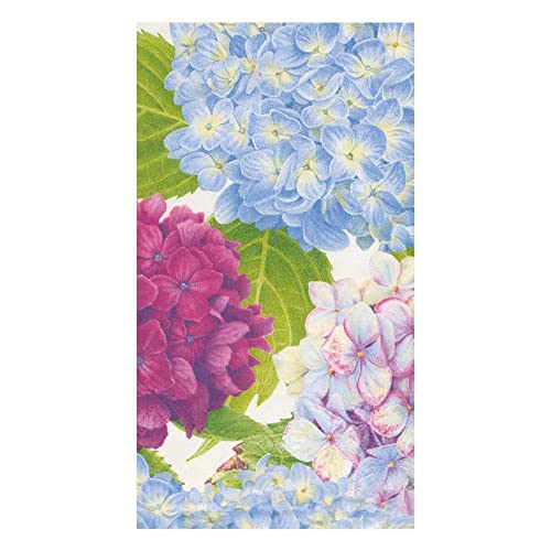 Caspari Entertaining with Hydrangea Garden Guest Towel, Paper, Blue, 11 x 20 x 3 cm