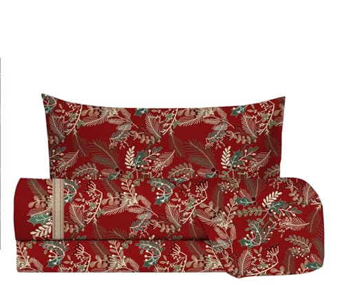 zer0bed, Berry Single Bed Sheet Set, Single Bed Set, Made in Italy, 100% Cotton, Red, Top Sheet, Fitted Sheet, Pillowcase