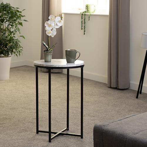 Seconique Dallas Side Table in Marble/Black
