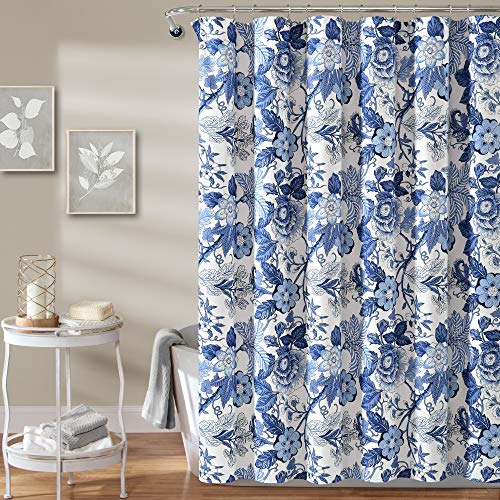 "Lush Decor Sydney Shower Curtain, 72"" x 72"", Navy & White"