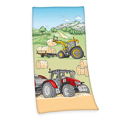 Herding Tractor Velour Towel, 75 x 150 cm, 100% Cotton/Velour