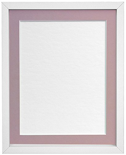FRAMES BY POST Rio Picture Photo Frame, MDF Wood, White with Pink Mount, 50 x 40 cm Image Size 16 x 12 Inches