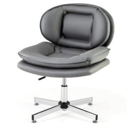 CASART Modern Ergonomic Office Chair, Armless Desk Chair with Adjustable Height & Wide Seat for Home, Bedroom, Study (Grey)